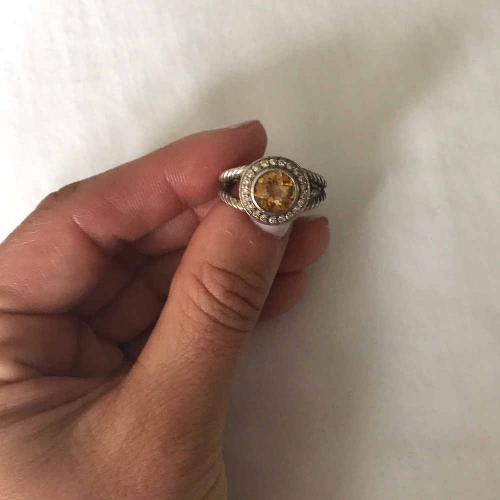 Citrine ring with diamonds